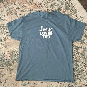 Casual Blue Tee with Inspirational Print
